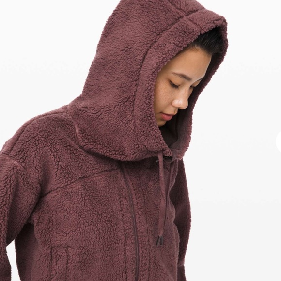 Lululemon Short Sweet & Sherpa Jacket Hoodie size small - Antique Bark - Picture 9 of 13